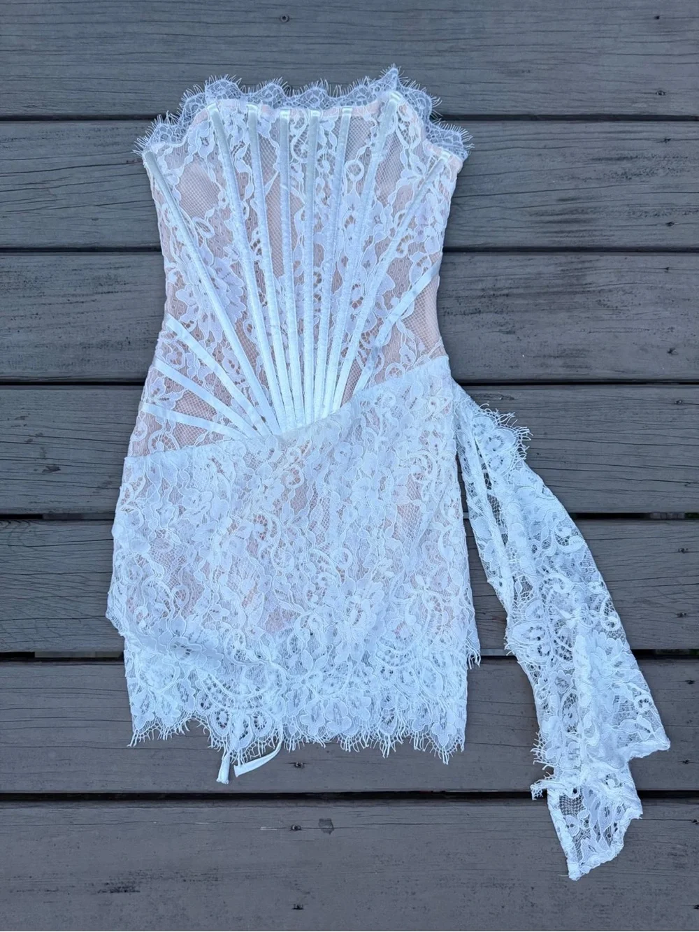 White Lace Corset Mini Dress - Elegant Strapless Party Dress